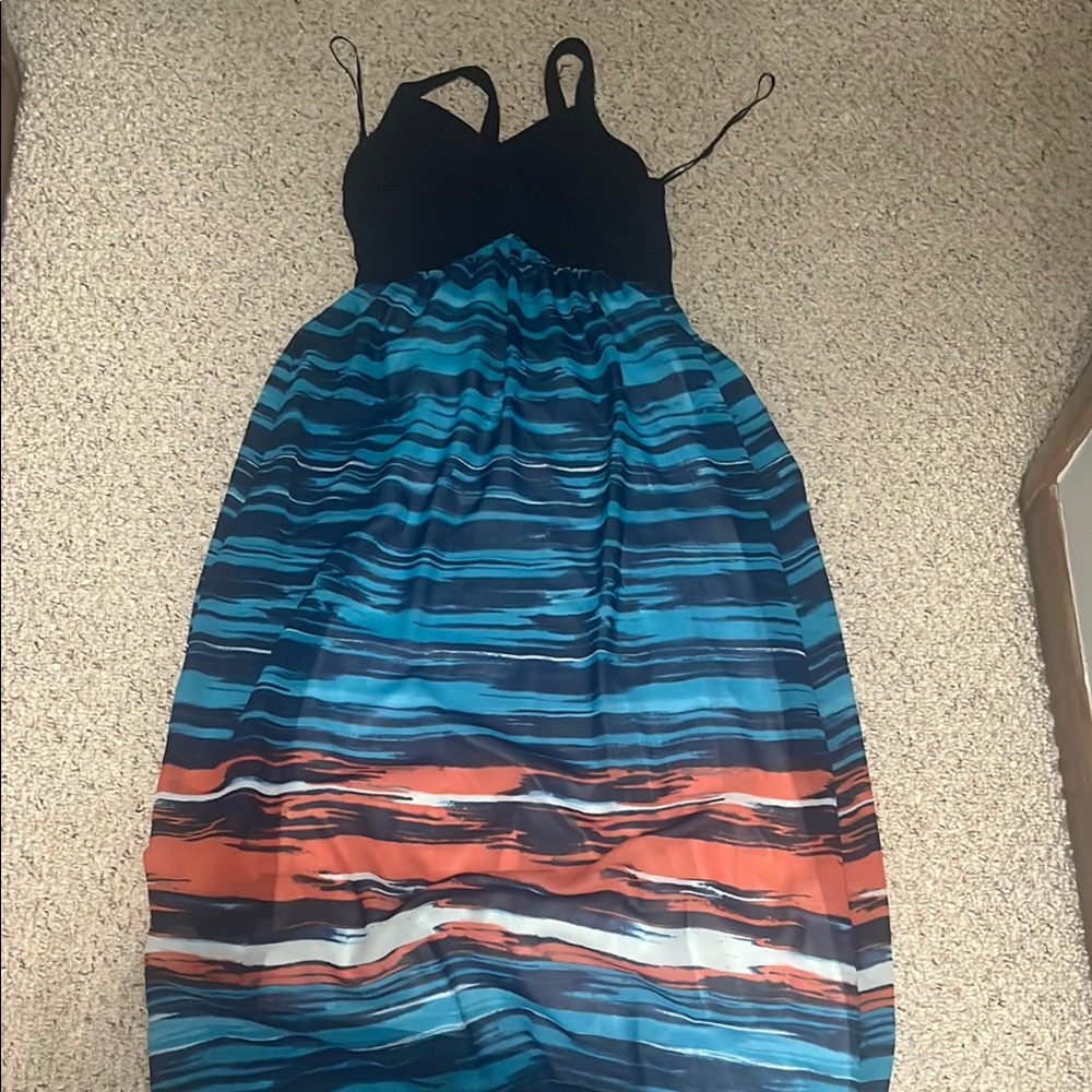 Black and Multicolor Striped Dress